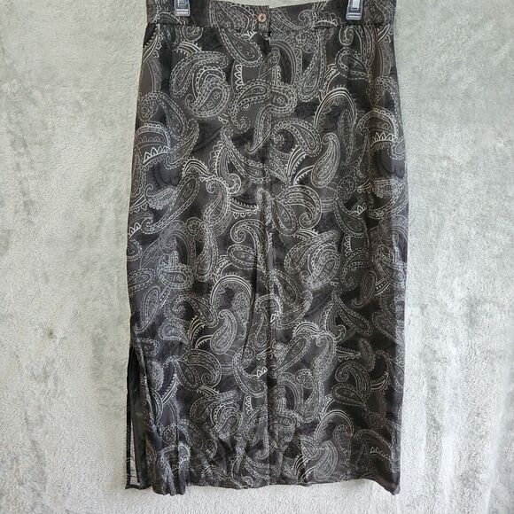 Bice Women's Sz 14 Gray Paisley Maxi Skirt Rayon lined 36in Long - Picture 8 of 12